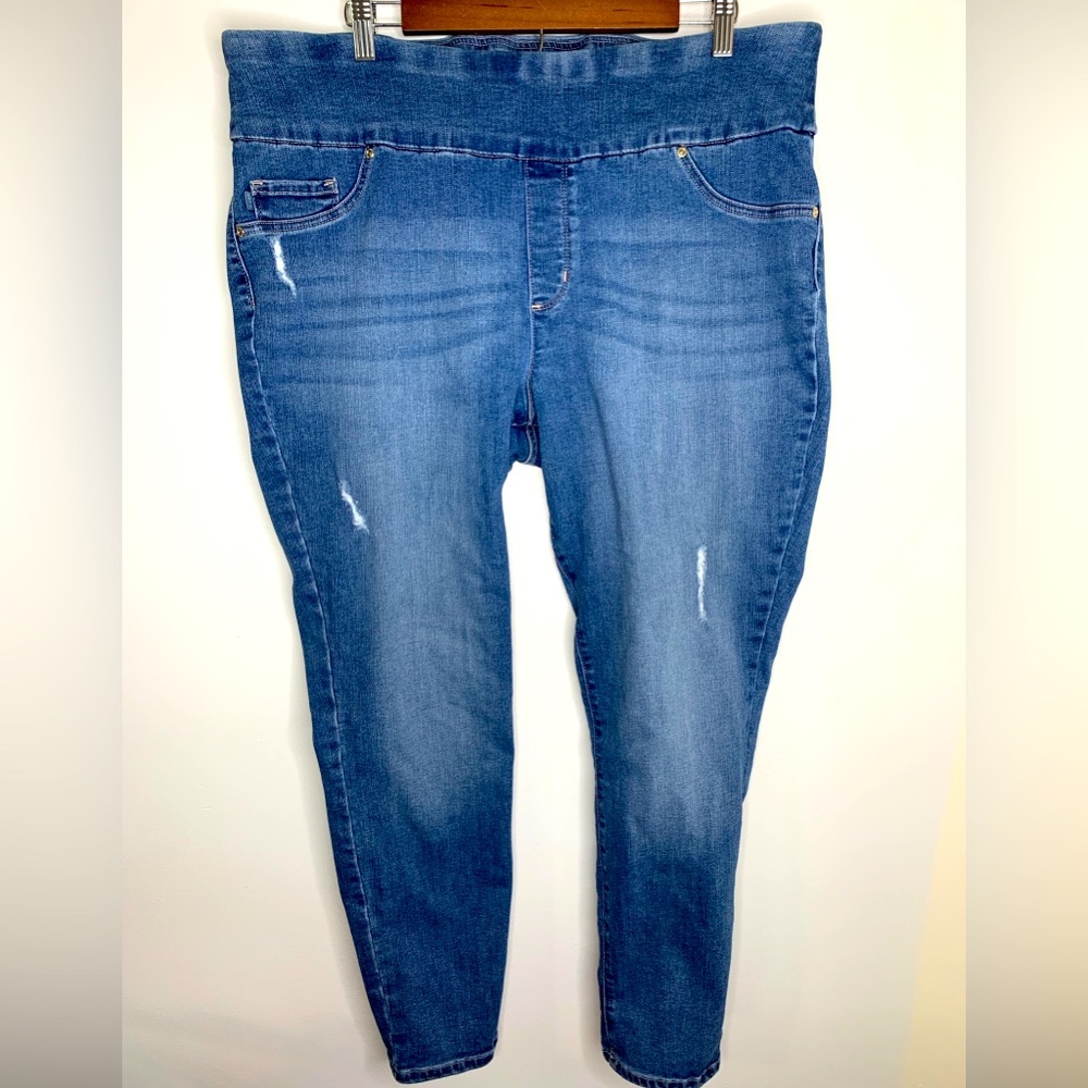 Lee Slim Fit Skinny Leg Mid Rise Denim Pant Size 20W Distressed Sculpt Inseam 29